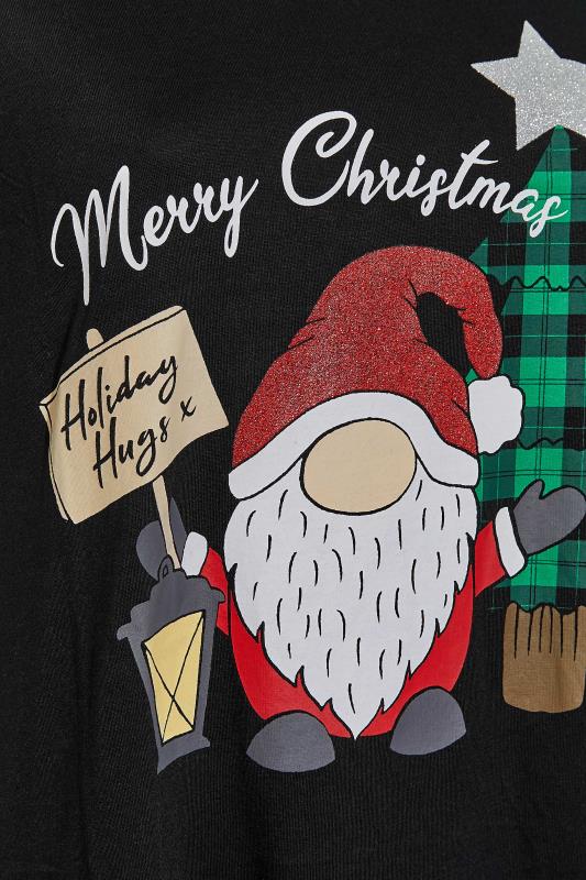 Plus Size Black 'Holiday Hugs' Glitter Slogan Christmas T-Shirt | Yours Clothing 5