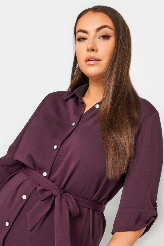 YOURS Plus Size Berry Purple Midi Shirt Dress | Yours Clothing 4