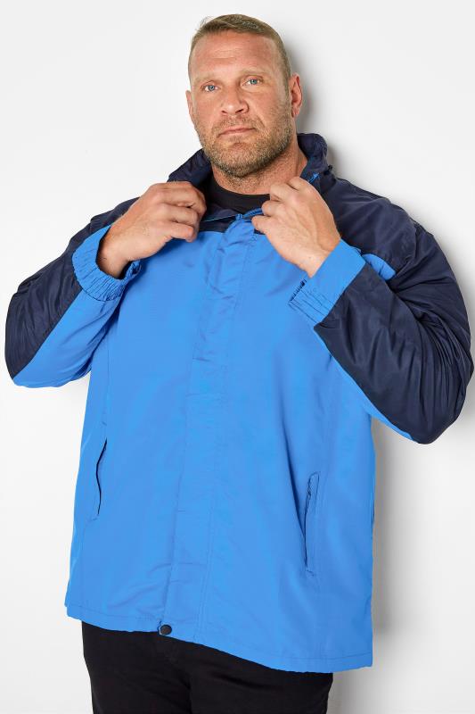 KAM Big & Tall Blue Colour Block Waterproof Jacket 1
