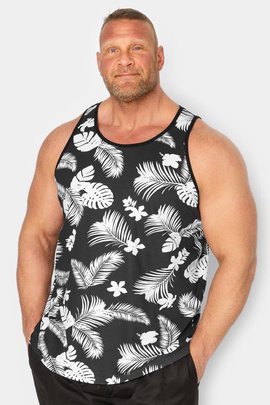 BadRhino Big & Tall Black Tropical Print Vest | BadRhino 1