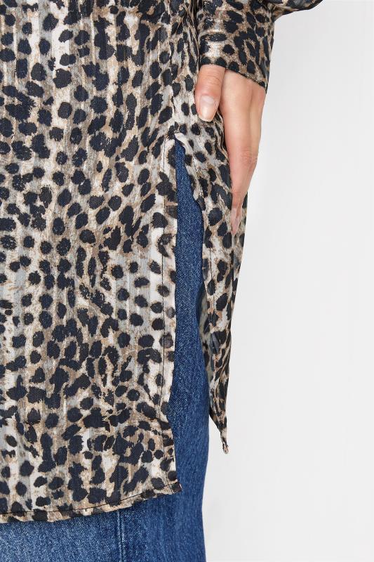Tall Women's LTS Beige Brown Leopard Print Longline Shirt | Long Tall Sally 4