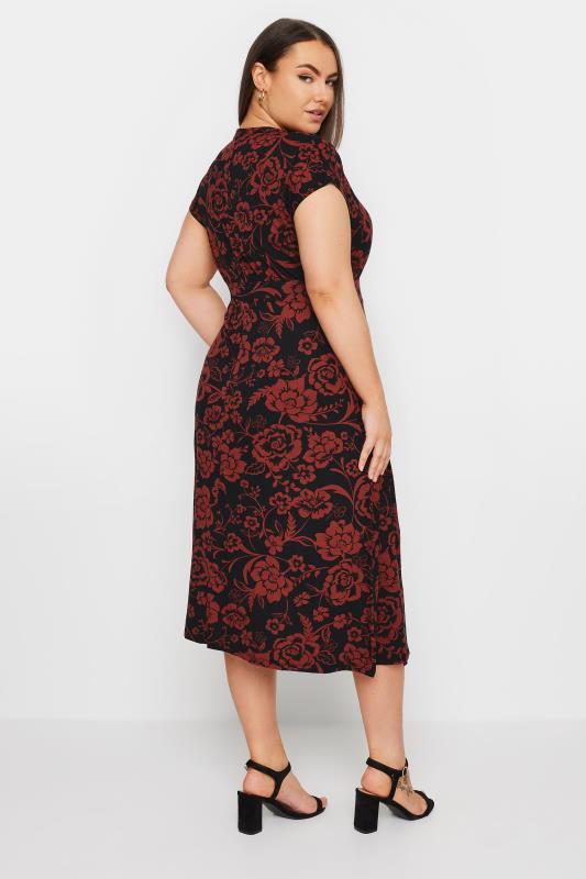 YOURS Plus Size Red Floral Print Wrap Dress | Yours Clothing 3