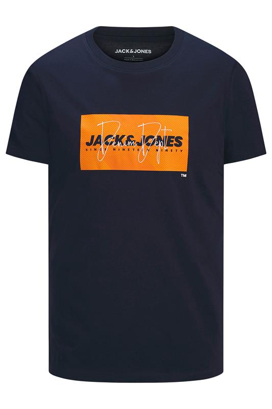 JACK & JONES Big & Tall Navy Blue Logo Graphic T-Shirt | BadRhino 2