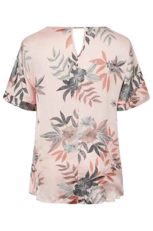 YOURS Plus Size Pink Floral Print Keyhole Back Blouse | Yours Clothing 7