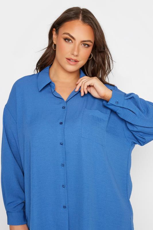 YOURS LONDON Plus Size Cobalt Blue Oversized Satin Shirt | Yours Clothing 4