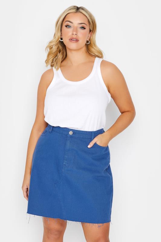 Plus Size  YOURS Curve Cobalt Blue Denim Skirt