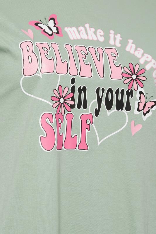 YOURS Plus Size Green 'Believe In Yourself' Sleep Tee Nightdress | Yours Clothing 4