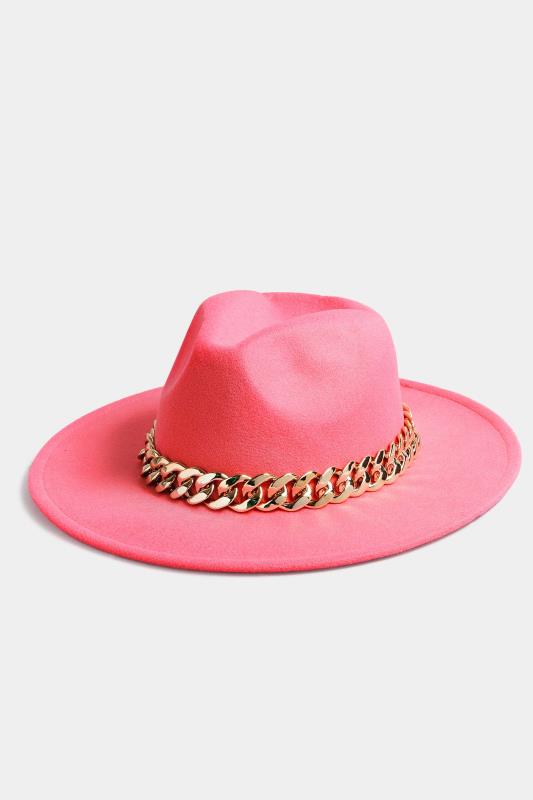 Pink Chunky Chain Fedora Hat | Yours Clothing 2
