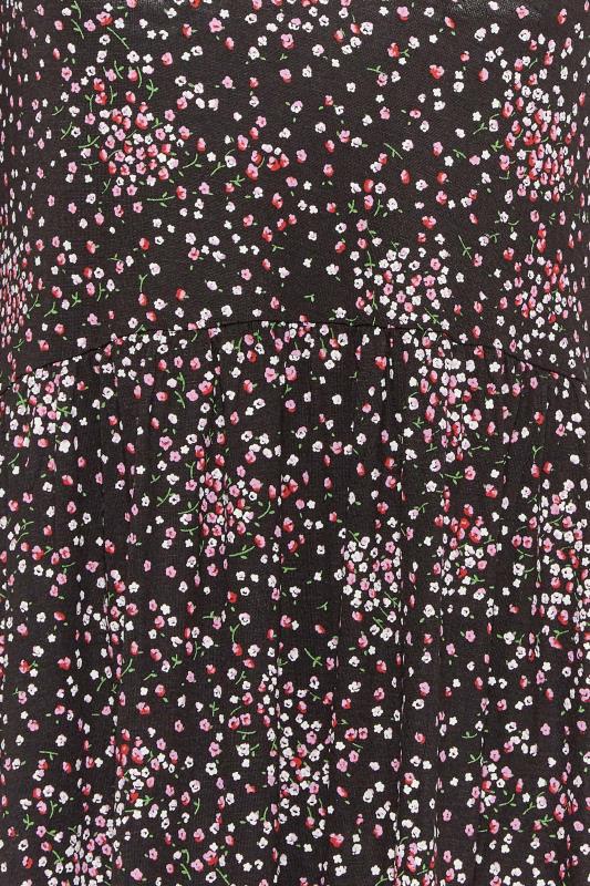 YOURS PETITE Plus Size Black & Pink Ditsy Print Midaxi Dress | Yours Clothing 3