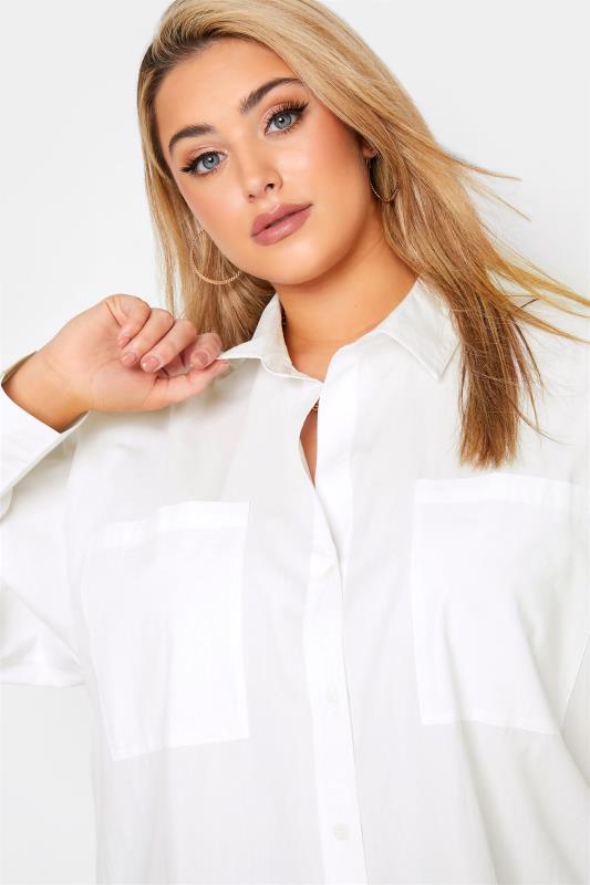 LIMITED COLLECTION Plus Size White Oversized Boyfriend Shirt | Yours Clothing 4