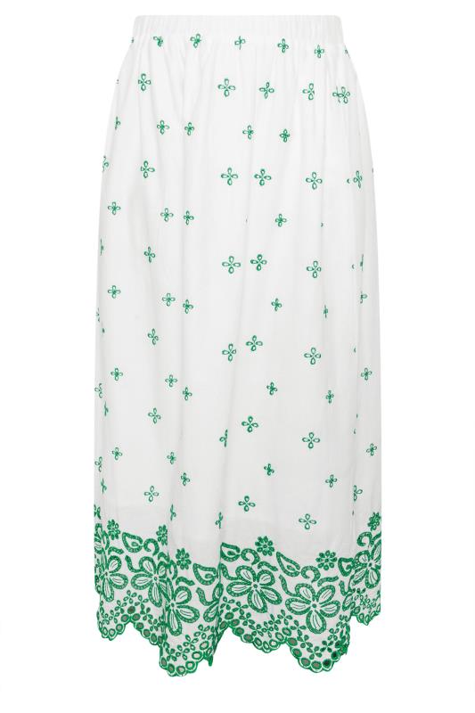 YOURS Plus Size White Floral Broderie Maxi Skirt | Yours Clothing 6