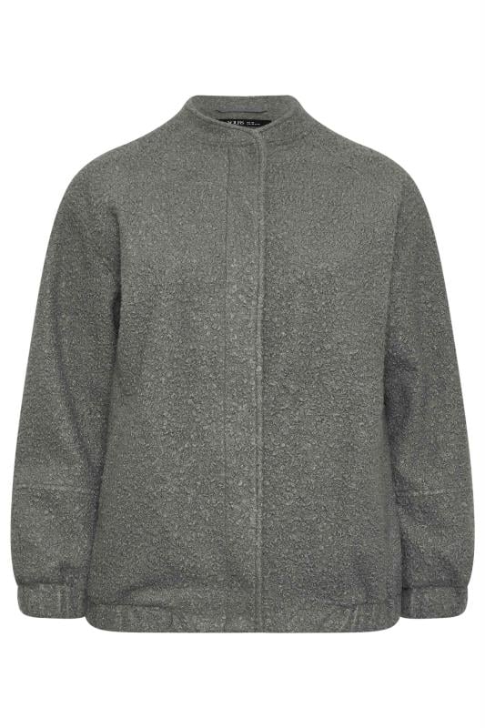 YOURS Plus Size Grey Boucle Bomber Jacket | Yours Clothing 7