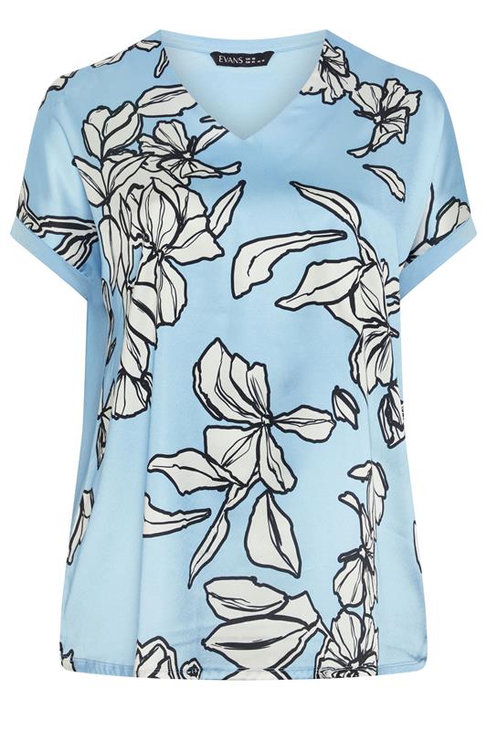 EVANS Plus Size Light Blue Floral Top | Evans 5