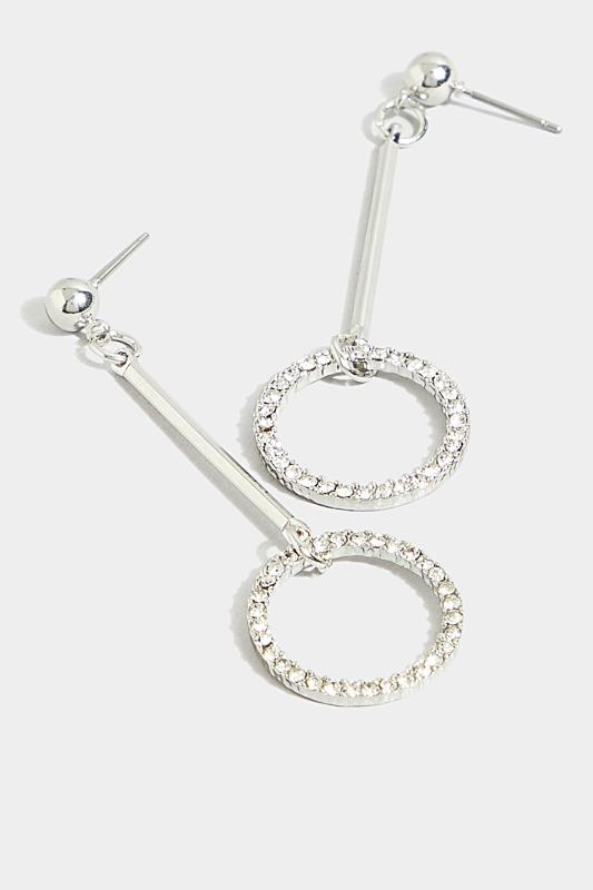 Silver Circle Diamante Earrings | Yours Clothing 3