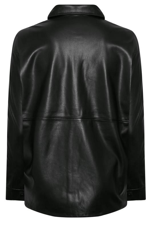 YOURS Plus Size Black Faux Leather Shacket | Yours Clothing 7
