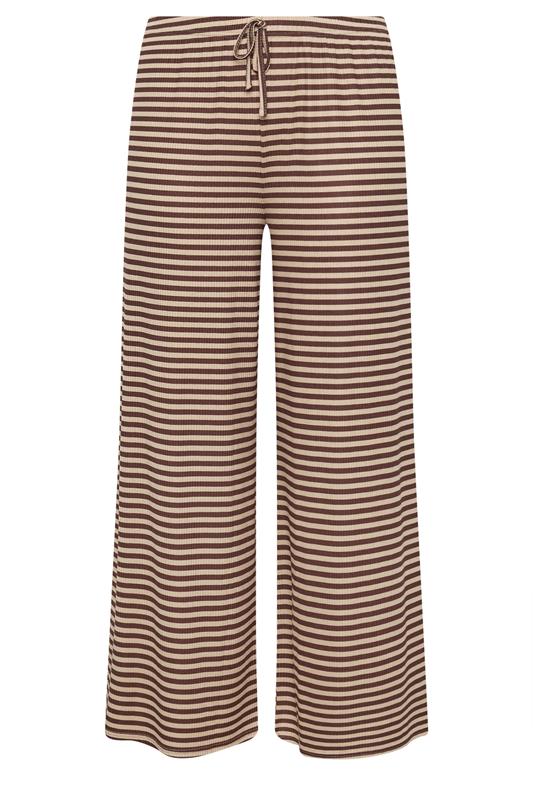 LIMITED COLLECTION Plus Size Chocolate Brown & Cream Ribbed Trousers | Yours Clothing 5
