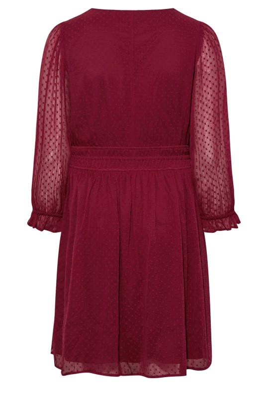 YOURS LONDON Curve Red Dobby Ruffle Shoulder Dress 7