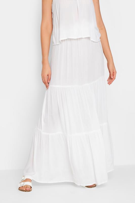 LTS Tall White Tiered Maxi Skirt | Long Tall Sally  1