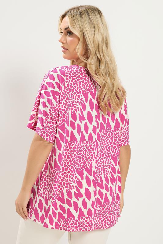 YOURS Plus Size Pink Abstract Pleat Front Top | yours Clothing 2