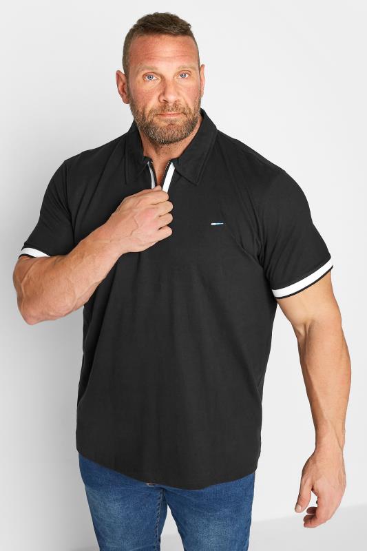 Men's  BadRhino Big & Tall Black Jersey Zip Polo Shirt