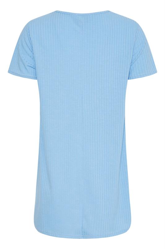 LTS Tall Blue Short Sleeve Ribbed Swing Top 6