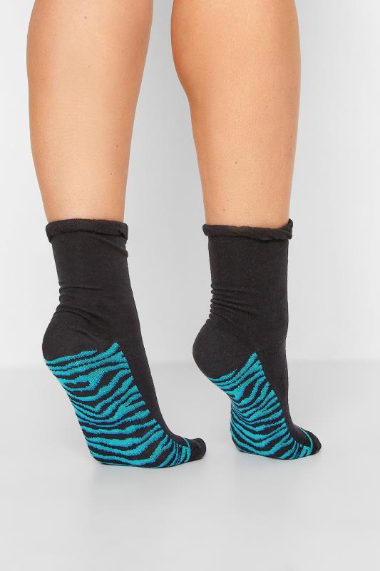 YOURS 4 PACK Black Animal Print Footbed Ankle Socks | Yours Clothing 2