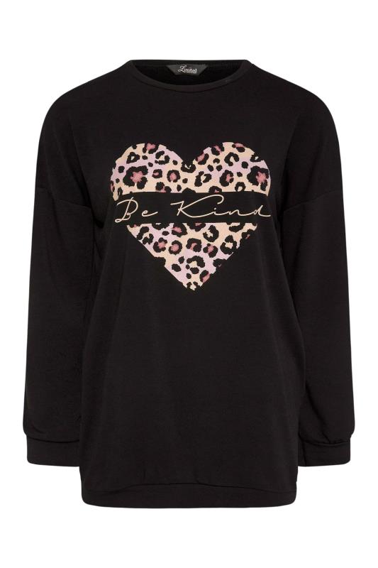 LIMITED COLLECTION Black 'Be Kind' Leopard Print Sweatshirt_F.jpg