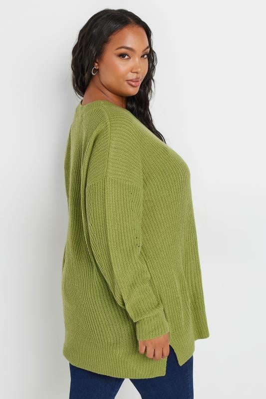 YOURS Plus Size Green Knitted Jumper | Yours Clothing 4