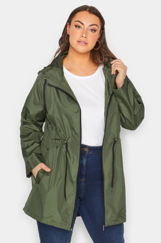 Plus Size Khaki Green Pocket Parka Jacket | Yours Clothing 1