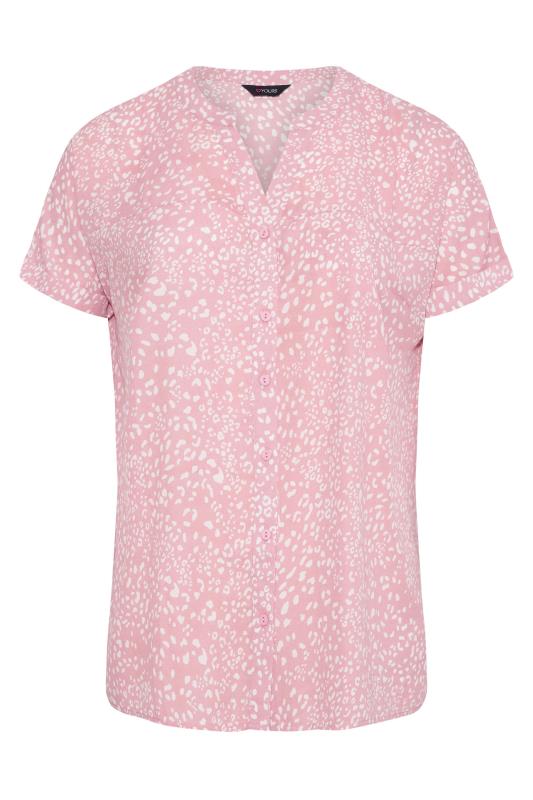 Curve Pink Leopard Print Grown On Sleeve Shirt 6