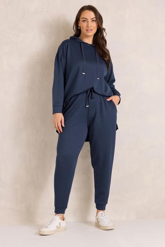 EVANS Plus Size Navy Luxe Zip Pocket Joggers | Evans 1