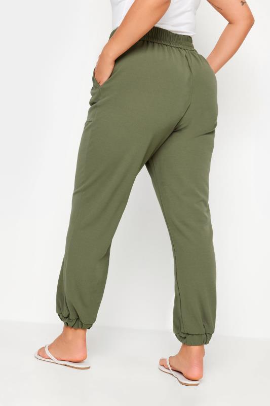 YOURS Plus Size Khaki Green Scuba Cuffed Cargo Joggers | Yours Clothing 3