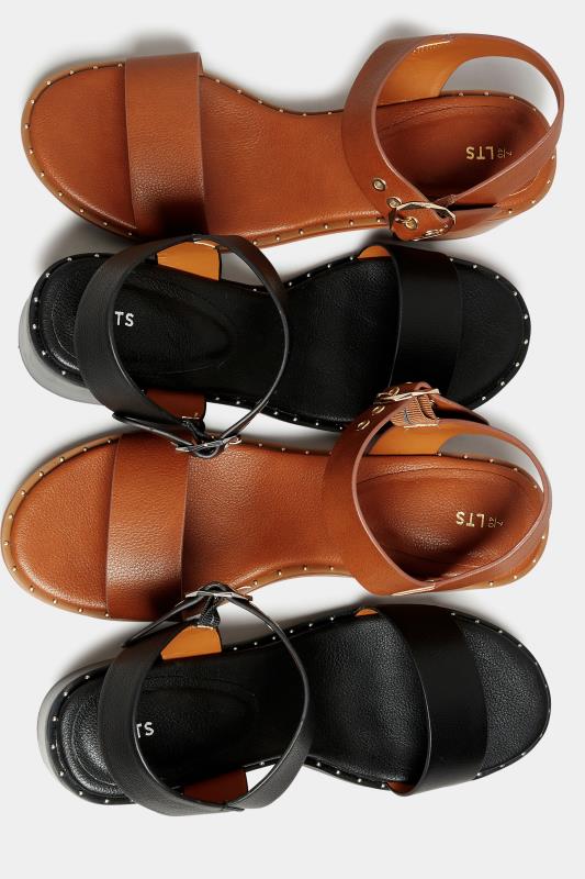 LTS Black Studded Block Heel Sandals In Standard D Fit 6