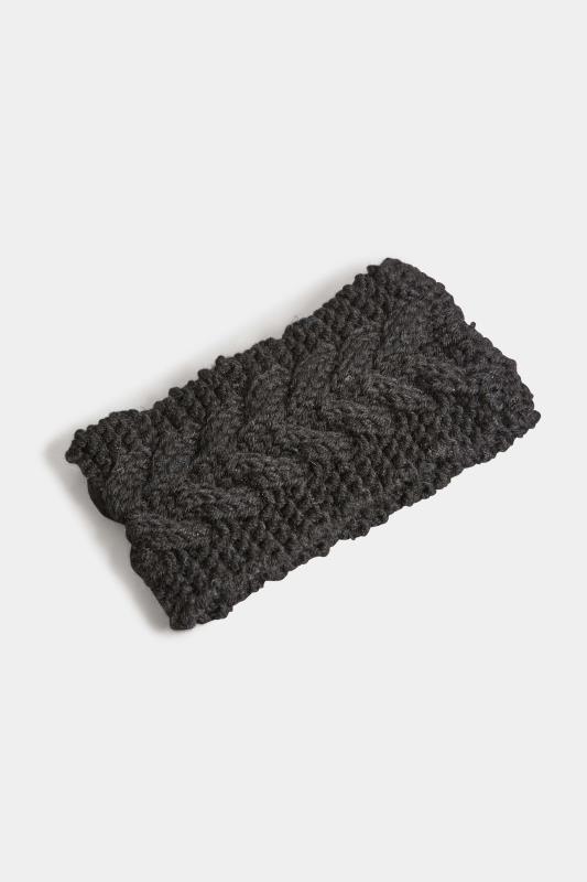 Black Cable Knitted Headband | Yours Clothing 3