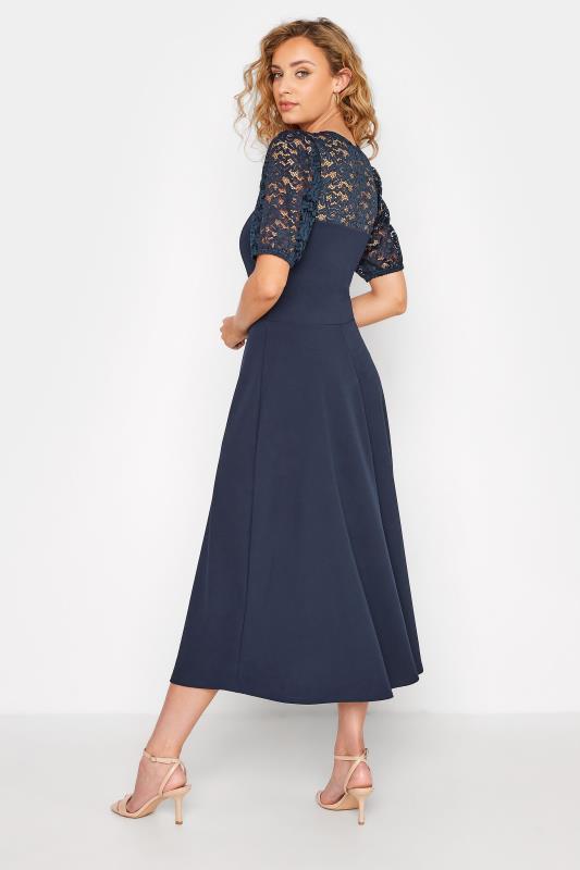 Tall Women's LTS Dark Blue Lace Midi Dress | Long Tall Sally 3