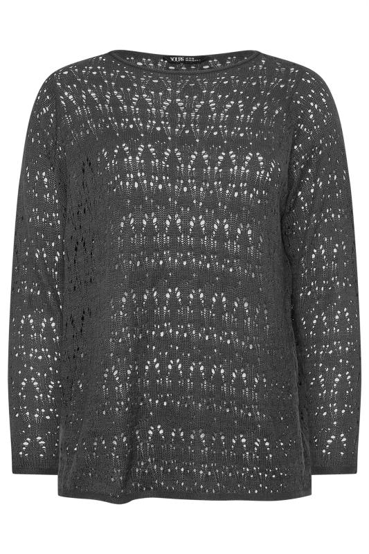 YOURS Plus Size Grey Slash Neck Knitted Jumper | Yours Clothing 5