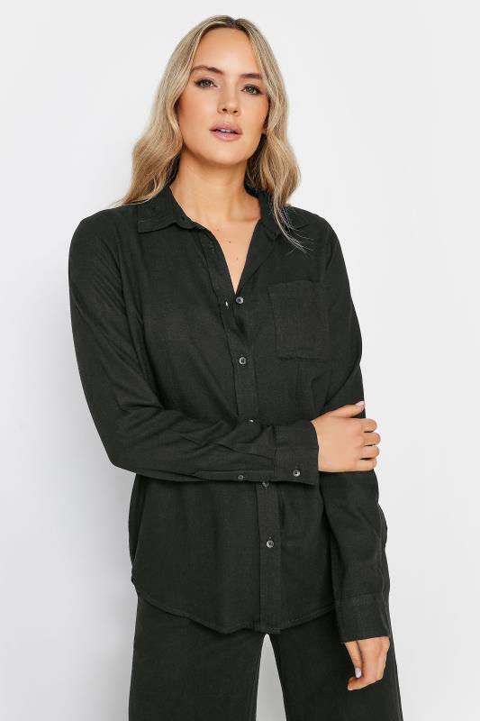 LTS Tall Womens Black Linen Shirt | Long Tall Sally 1