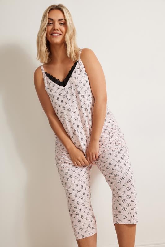 Plus Size  YOURS Curve Pink Star Print Pyjama Set