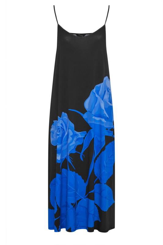 Curve Black Floral Print Maxi Slip Dress 5
