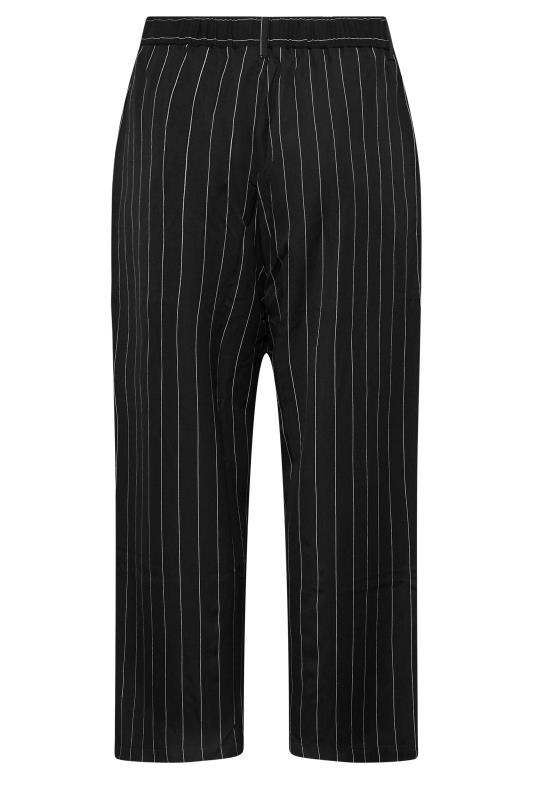 Curve Black Pinstripe Wide Leg Stretch Dad Trousers | Yours Clothing 6