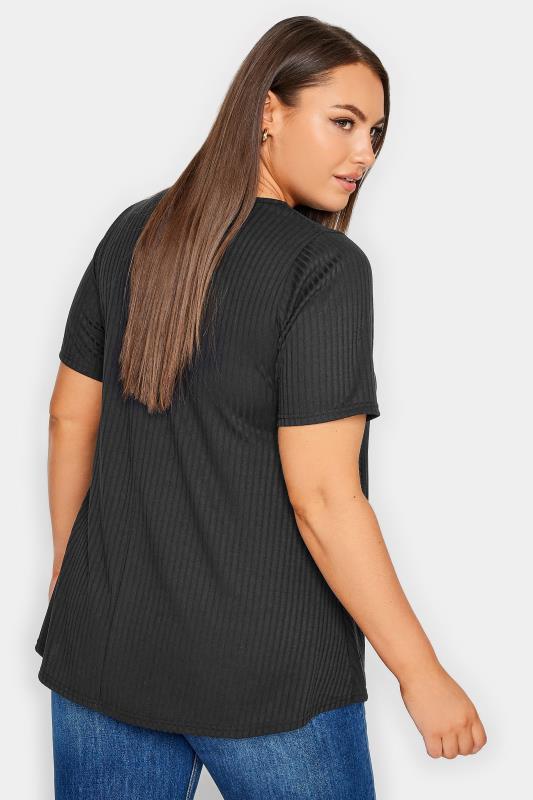 LIMITED COLLECTION Plus Size Curve Black Ribbed Swing Top | Yours Clothing  3