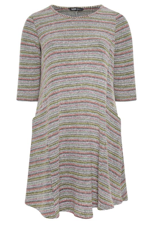 YOURS Plus Size Grey Stripe Soft Touch Pocket Dress | Yours Clothing 5