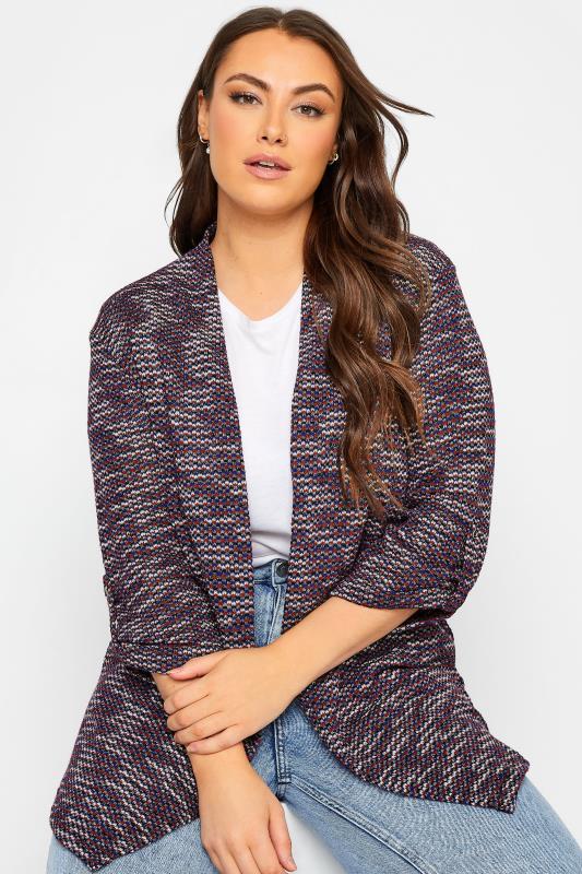 Plus Size Navy Blue Stripe Textured Cardigan | Yours Clothing 4