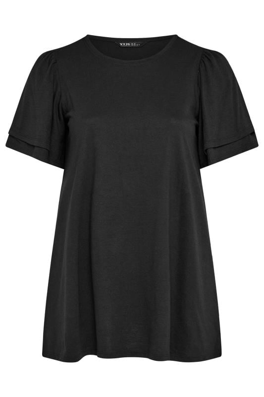 YOURS Plus Size Black Double Angel Sleeve T-Shirt | Yours Clothing  5