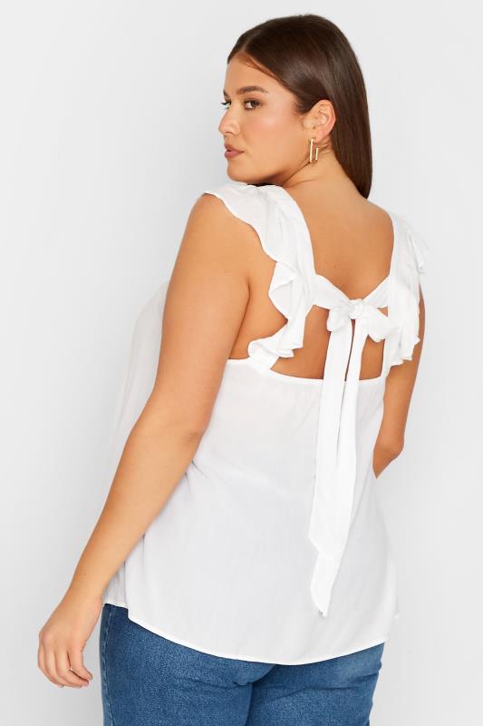 LTS Tall Women's White Crinkle Frill Top | Long Tall Sally 3