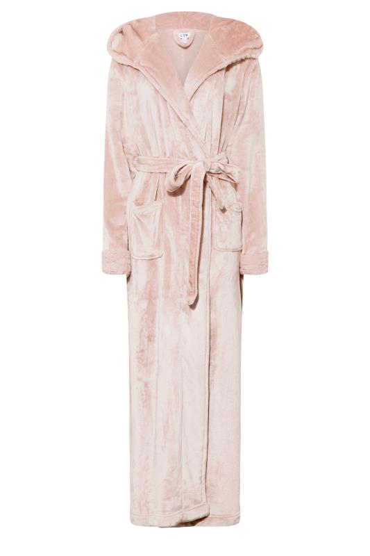 LTS Pink Faux Fur Trim Dressing Gown | Long Tall Sally 7