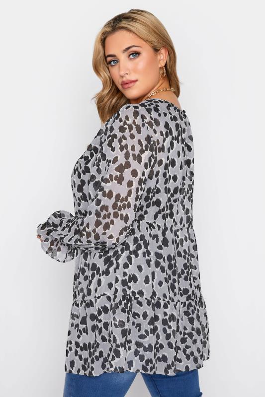 LIMITED COLLECTION Curve Grey Leopard Print Frill Smock Blouse_C.jpg