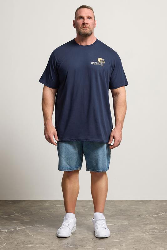BadRhino Big & Tall Navy Blue Extra Long 'Palm Beach Club' Graphic T-Shirt | BadRhino 1