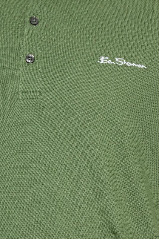 BEN SHERMAN Big & Tall Green Colour Block Polo Shirt | BadRhino  2