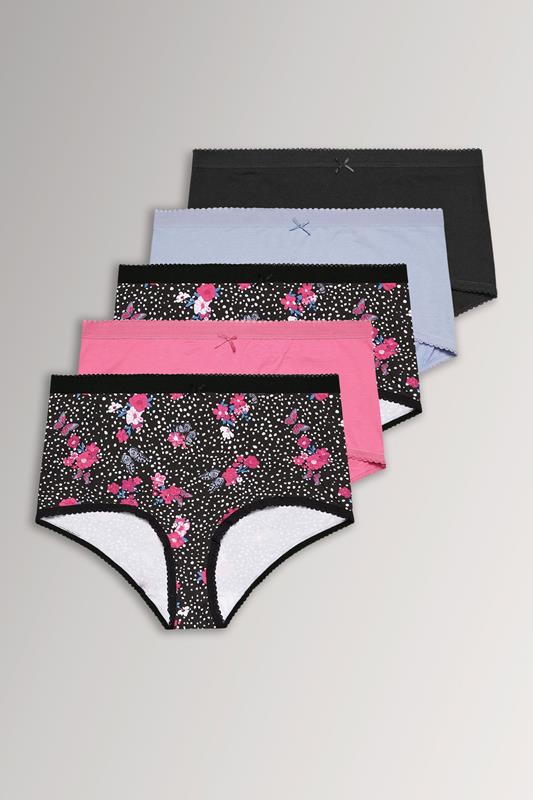 YOURSET Curve 5 PACK Black Butterfly Full Briefs